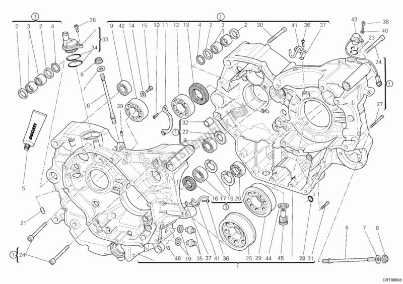 All parts for the Crankcase of the Ducati Monster 1100 S ABS USA 2010